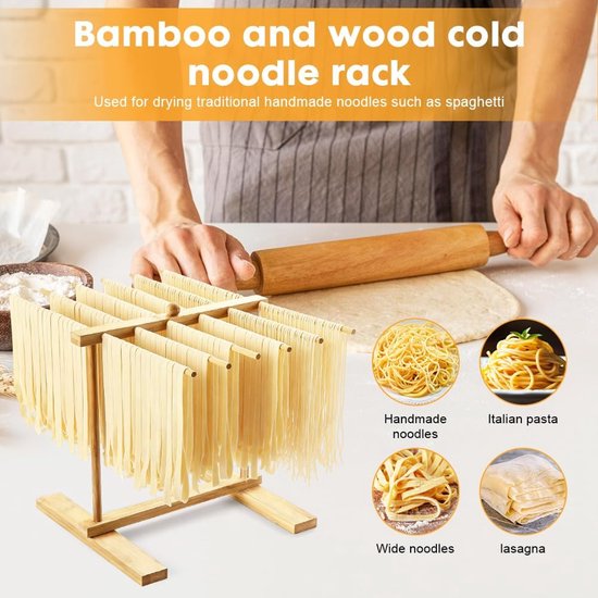 Pasta droger 12-stangen - houten nudelstandaard - ruimtebesparend - eenvoudig te reinigen - ShopVlot — afbeelding 4