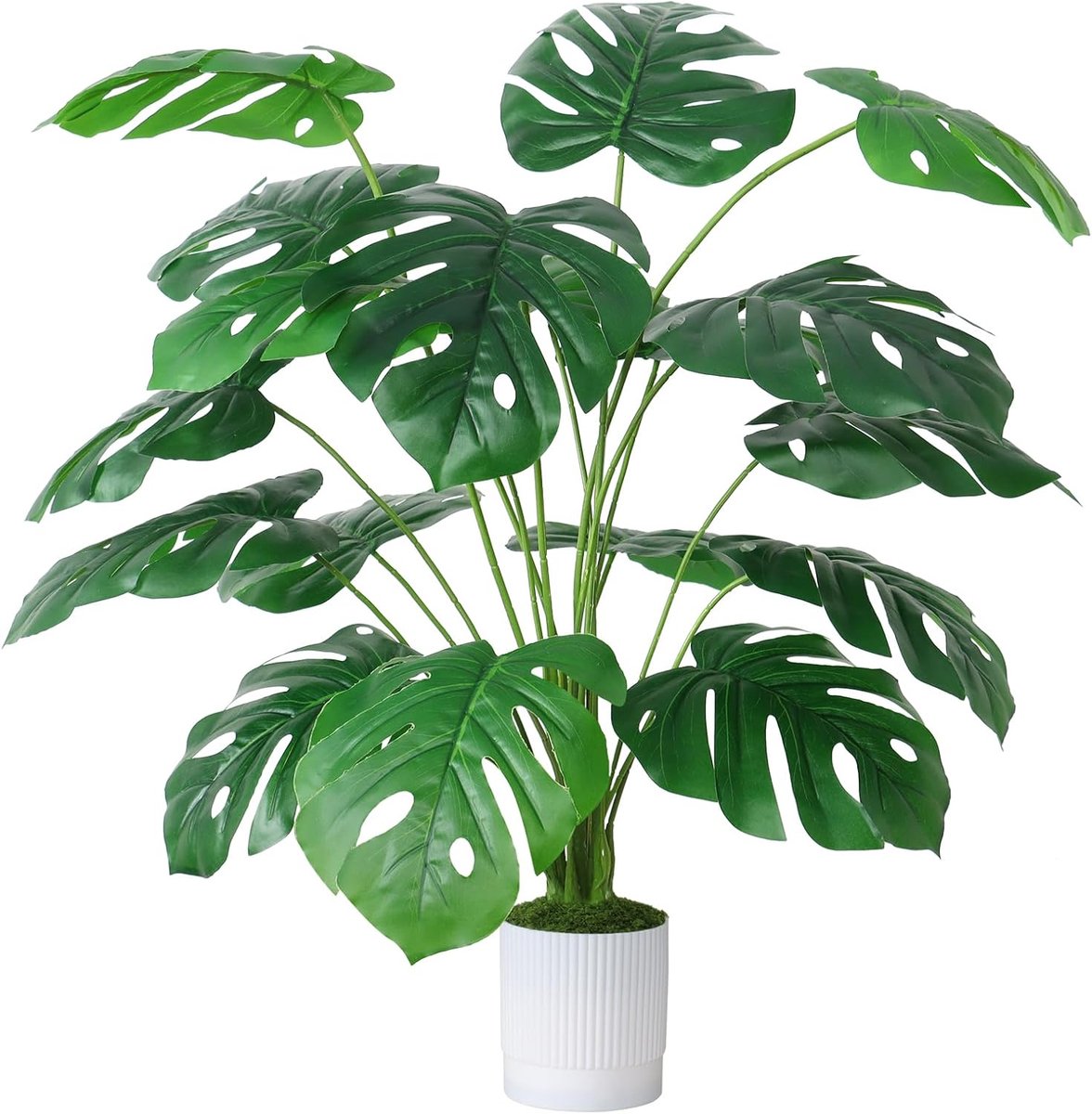 Artificiële plant palmbladeren in pot - 71cm monstera met tropische groene bladeren - SnelShoppen