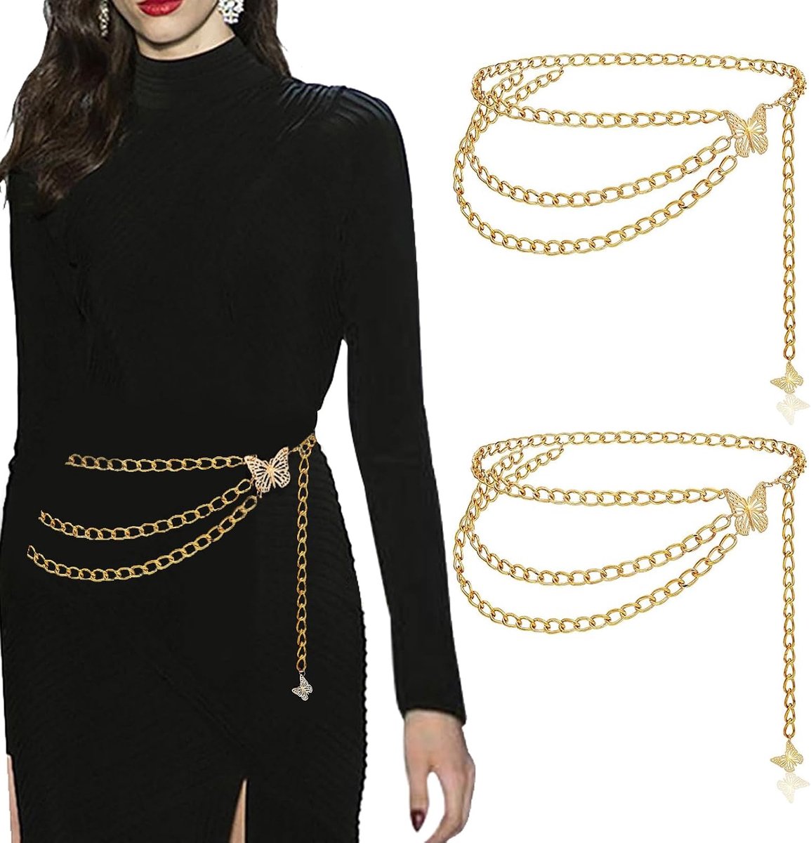 Gouden Ceintuur, 2 Stuks - Gouden Ketting Ceintuur - Taille Chain - Perfect voor Feestjes - SnelShoppen