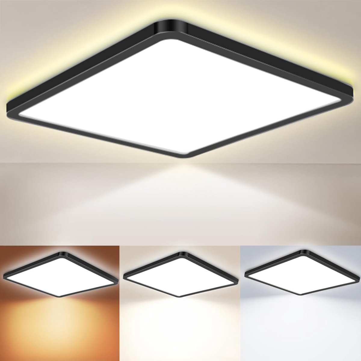 LED Plafondlamp 18 W - Ultra Flat Vierkant - 6000 K/4000 K/3000 K - Ideaal voor Badkamer en Keuken - SnelShoppen