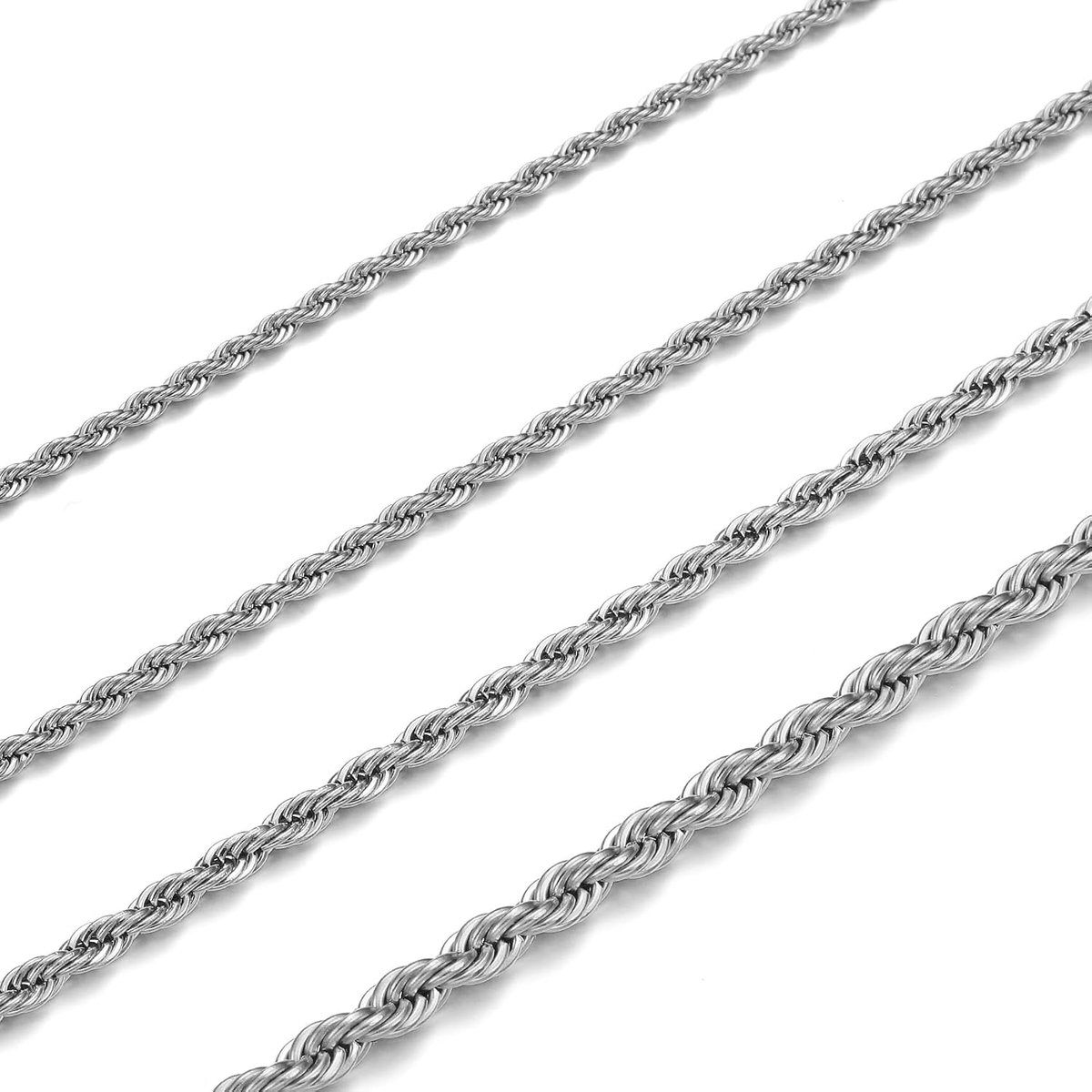 Ketting mannen 45-70CM - roestvrij staal - 2-4mm twistketting - stijlvol accessoire - SnelShoppen