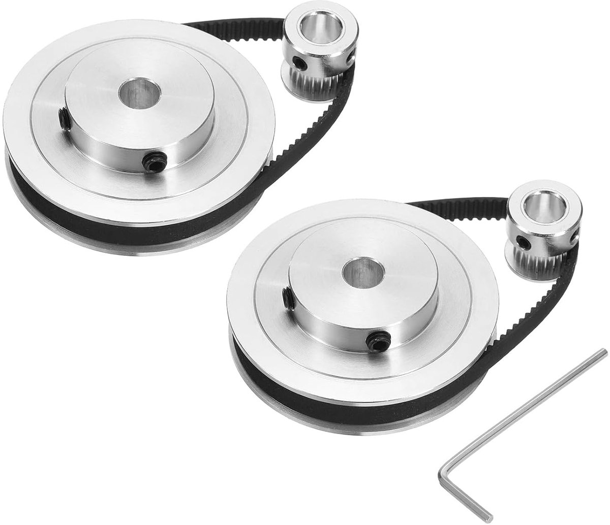 2 sets GT-2 synchrone wiel 20 en 80 tanden 8 mm gat, tandriemschijf van aluminiumlegering met 2 stuks lengte 200 mm breedte 6 mm riem voor 3D-printer, CNC-machine (20-80T-8B-6)