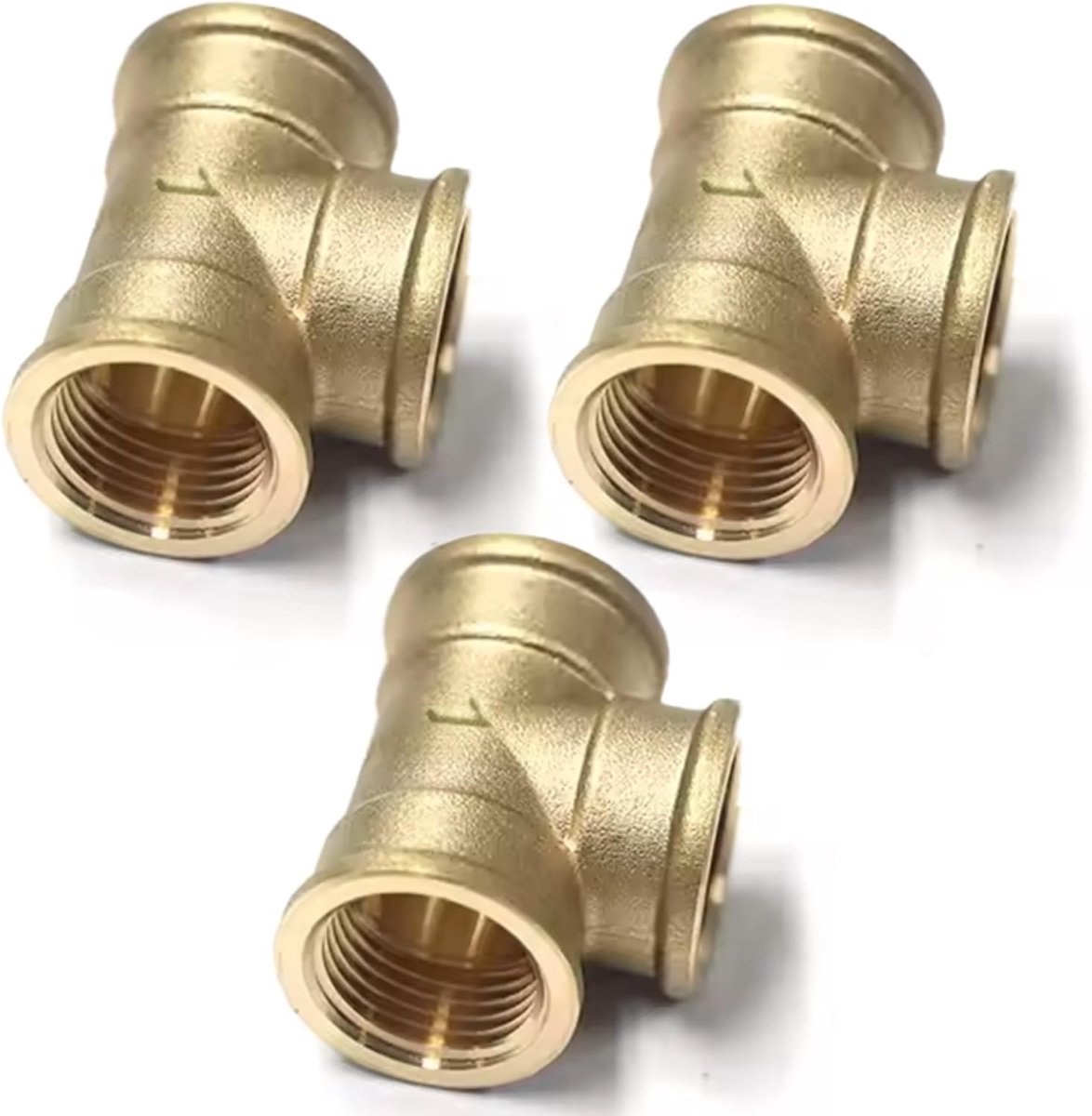Messing 1″ BSP (DN25 – 3-weg fitting met binnendraad) – Set van 3 stuks – Voor water, gas, lucht en verwarming – Tot 10 bar & 120 °C – Afdichting vereist