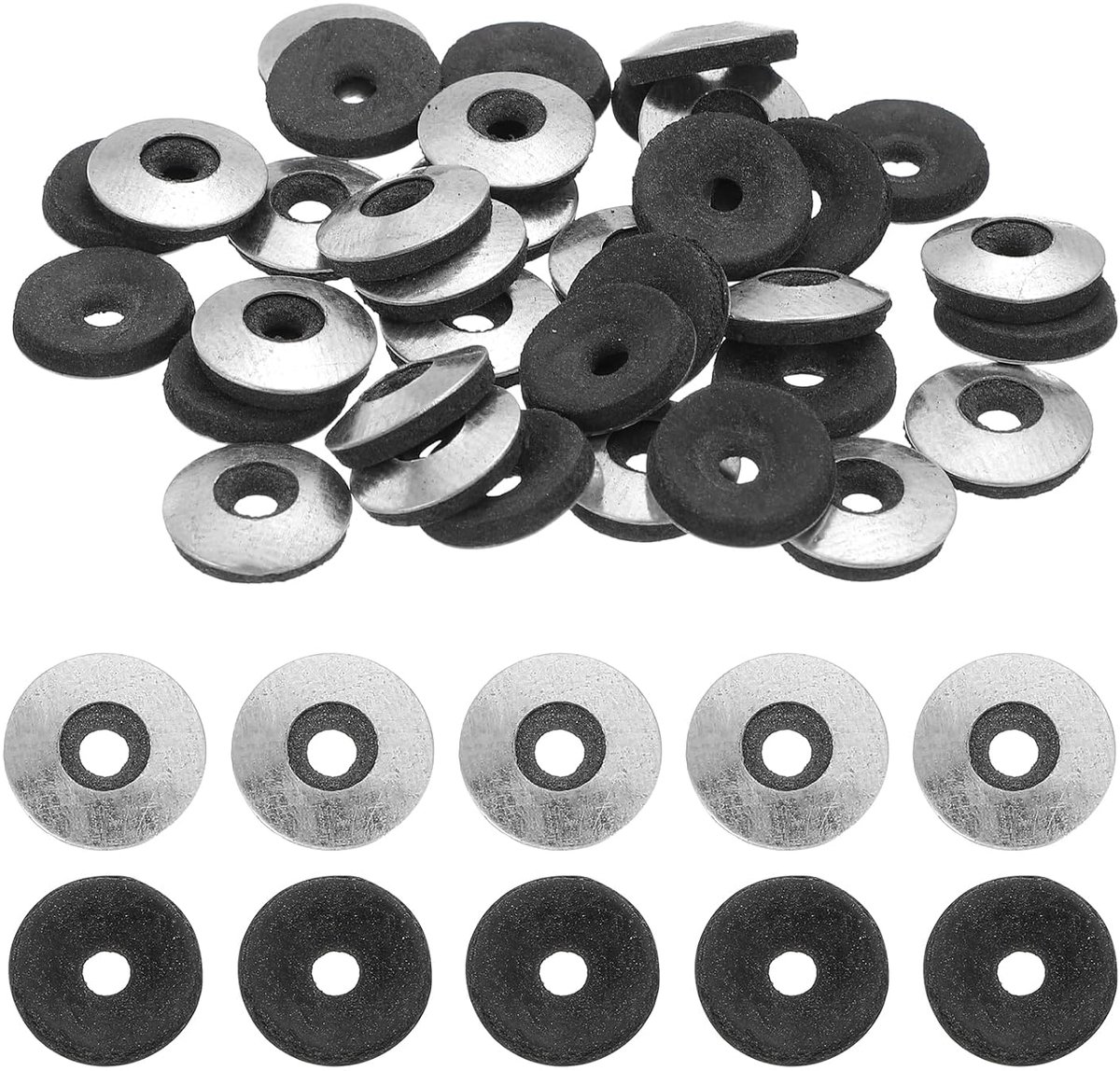Koolstofstalen afdichtringen, 110 stuks, # 10 x 9/16" neopreen dempingsschijven voor machineschroeven (M4,8x14mm)