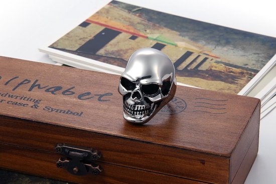 Heren Skull Biker Ring: roestvrij staal grote en zware gepolijste schedel ringen band voor Halloween Valentijnsdag — afbeelding 2