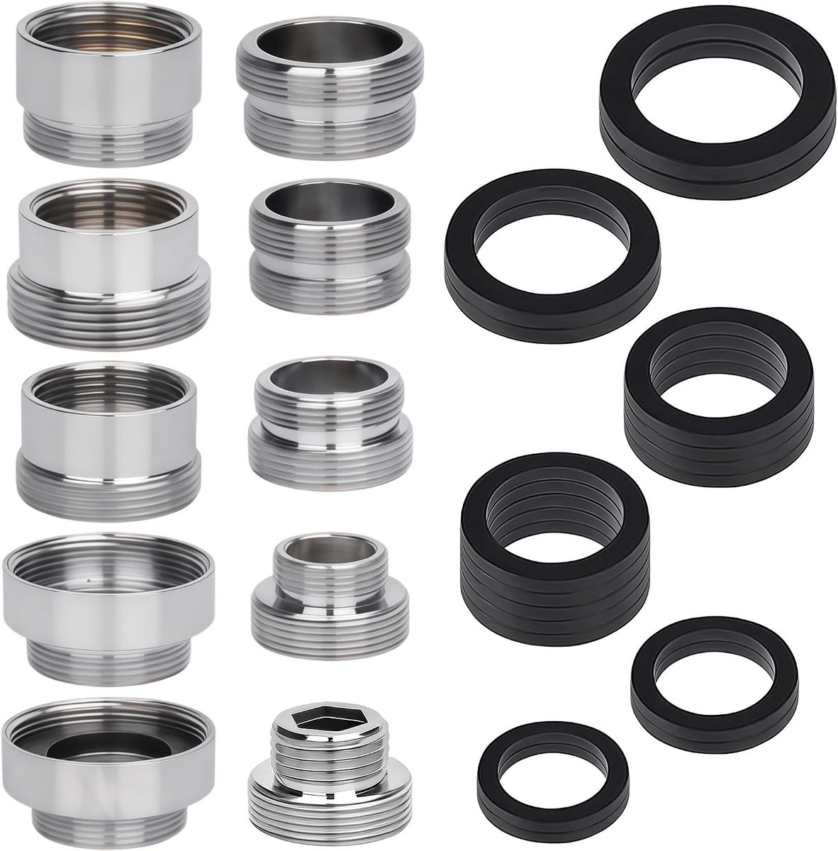 Set van 10 Universele Kraanadapters van Messing, Buiten-/Binnendraad, voor Tuinslang, Straalregelaar, Wastafel & Keuken, Waterdicht & Corrosiebestendig