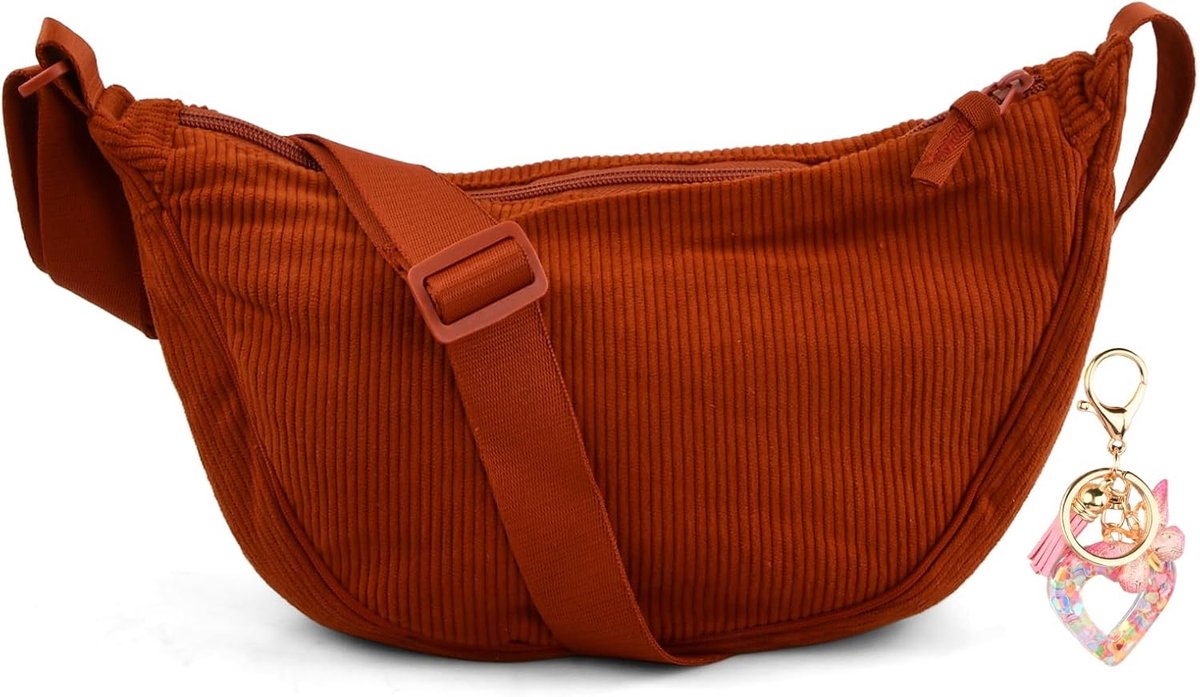 Schoudertas voor dames, halve hobo tas, buiktas voor dames, schouderriem, effen, halfmoon, schoudertassen, crossbody tas met verstelbare schouderriem voor winkelen, reizen, werk, Oranje