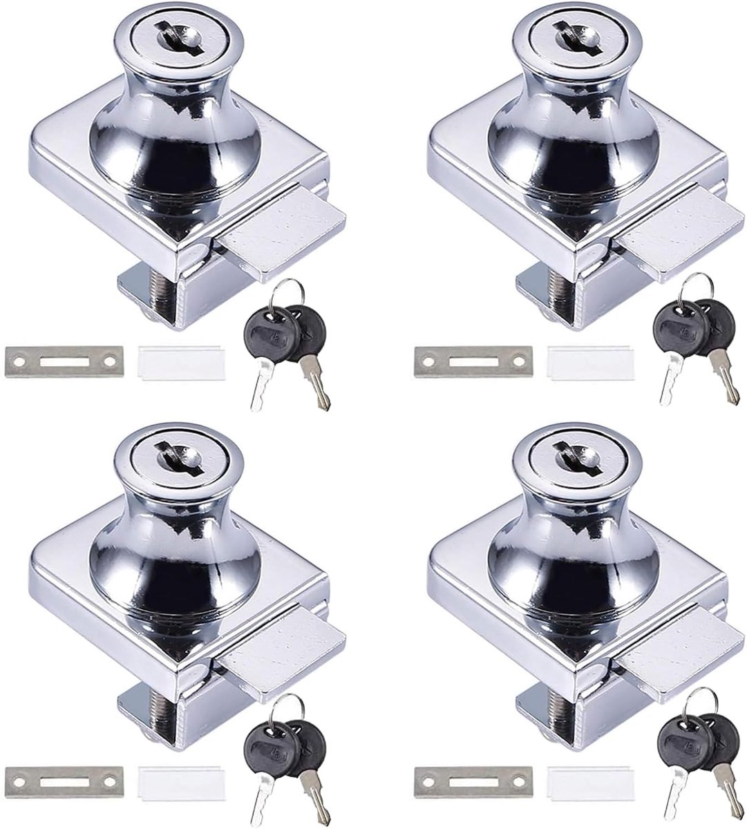 kast deurslot 4 stuks enkel glazen deurslot glazen kastsloten met sleutel glazen displayslot voor kast Maibox ladekast (5-8 mm glazen deur)