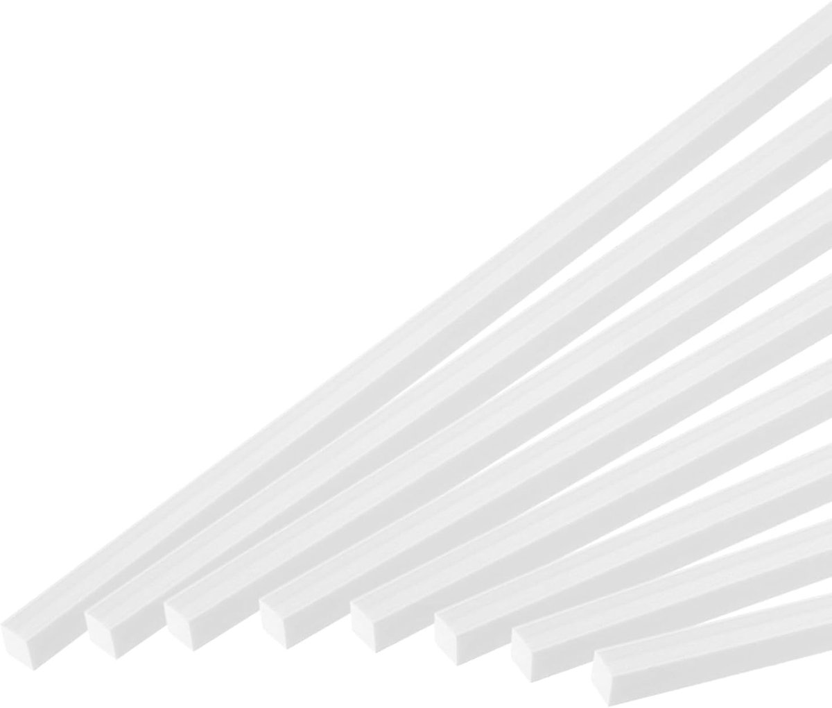 10 stuks ABS kunststof stangen, vierkant, massieve staaf, 5/16" x 25,4 cm, wit, gladde kunststof buisstaven voor ambachtelijk modelmateriaal, doe-het-zelf zandtafel, architectuurmodelbouw