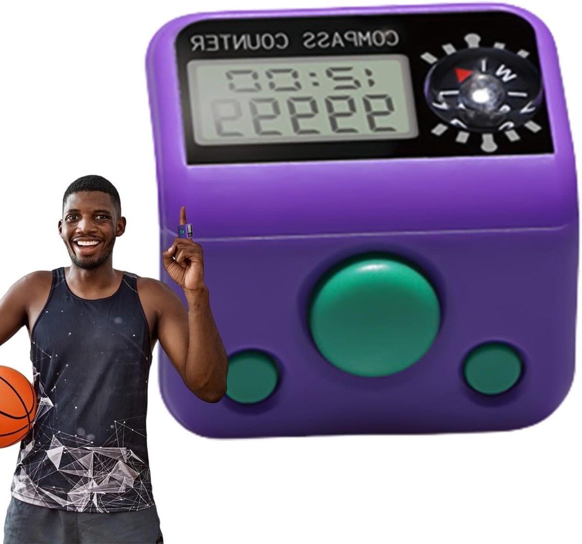 Vinger Teller - Teller Horloge - Activiteiten Tellen - Met Kompas - 99.999 - Willekeurige Kleur