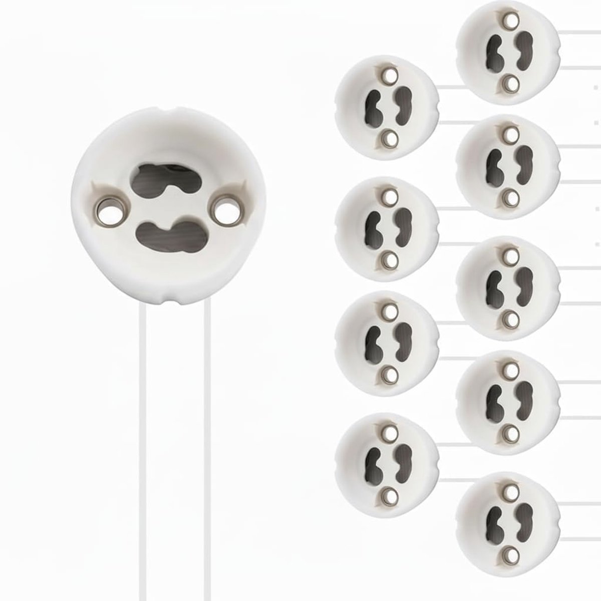 GU10-fitting met kabel, 10 stuks, keramiek, voor led- en halogeenspots, 50 W, 230 V, inbouwinstallatie, plafond, meubels, binnenverlichting