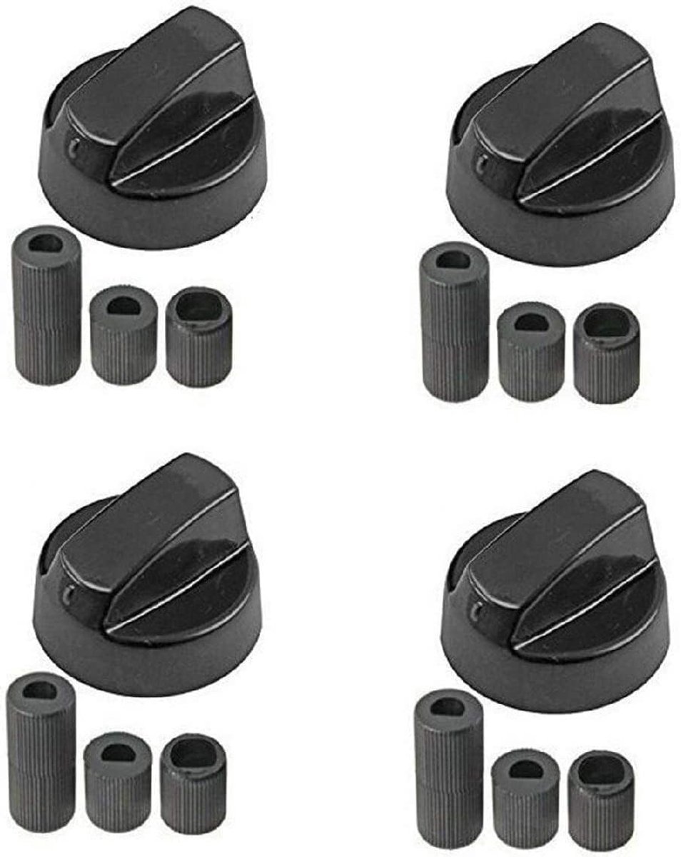 Set van 4 handgrepen voor keuken, oven, fornuis, universeel, met adapters 6-7 - 8 mm, zwart