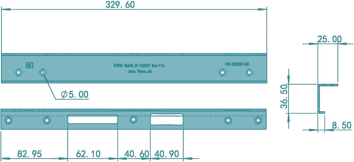 Hoekslotplaat Reparatieslotplaat voor Staalkozijn DIN rechts Roestvrij staal 330x36x25 mm FE-RS005-RS