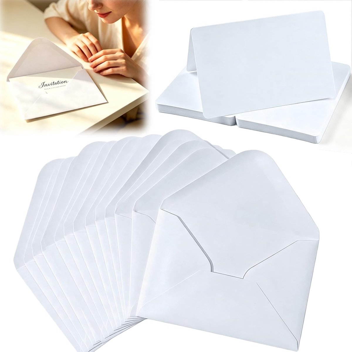 Kraftpapier Enveloppen, Klassieke Flapenvelop, 50 stuks C6 Envelop, 120 g/m², Nat Lijmen, Blanco Kaarten met Envelop, voor Brieven, Wenskaarten, Uitnodigingskarton, Verjaardagskaart