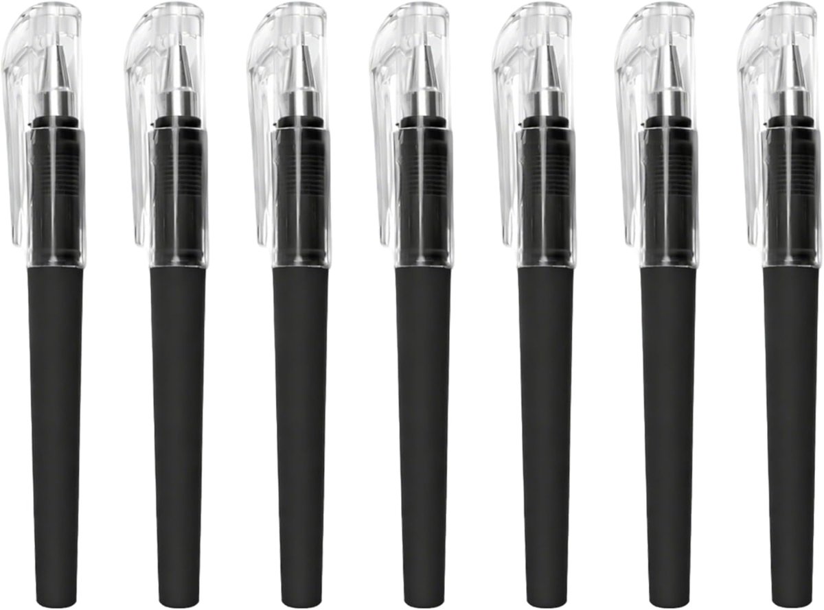 7 stuks mini-gelstiften, 0,5 mm zwarte inkt, zakstift, korte kleine pen, vloeibaar schrijven, sneldrogend, schattige pennen (7 stuks zwart)