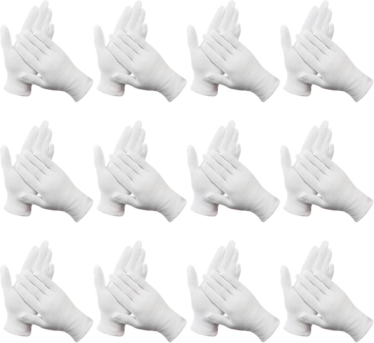 12 paar witte katoenen handschoenen, dermatologische katoenen handschoenen, hydraterende handschoen voor kostuum, Halloween, feesten, evenementen, parades, catering, manipulatieobjecten