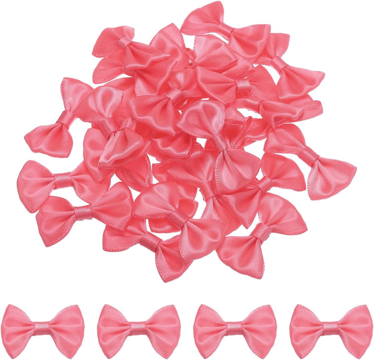 100 stuks felroze vlinderdas, 3,8 x 2,5 cm, mini-vlinderdas voor knutselen, kleine satijnen strikken, los