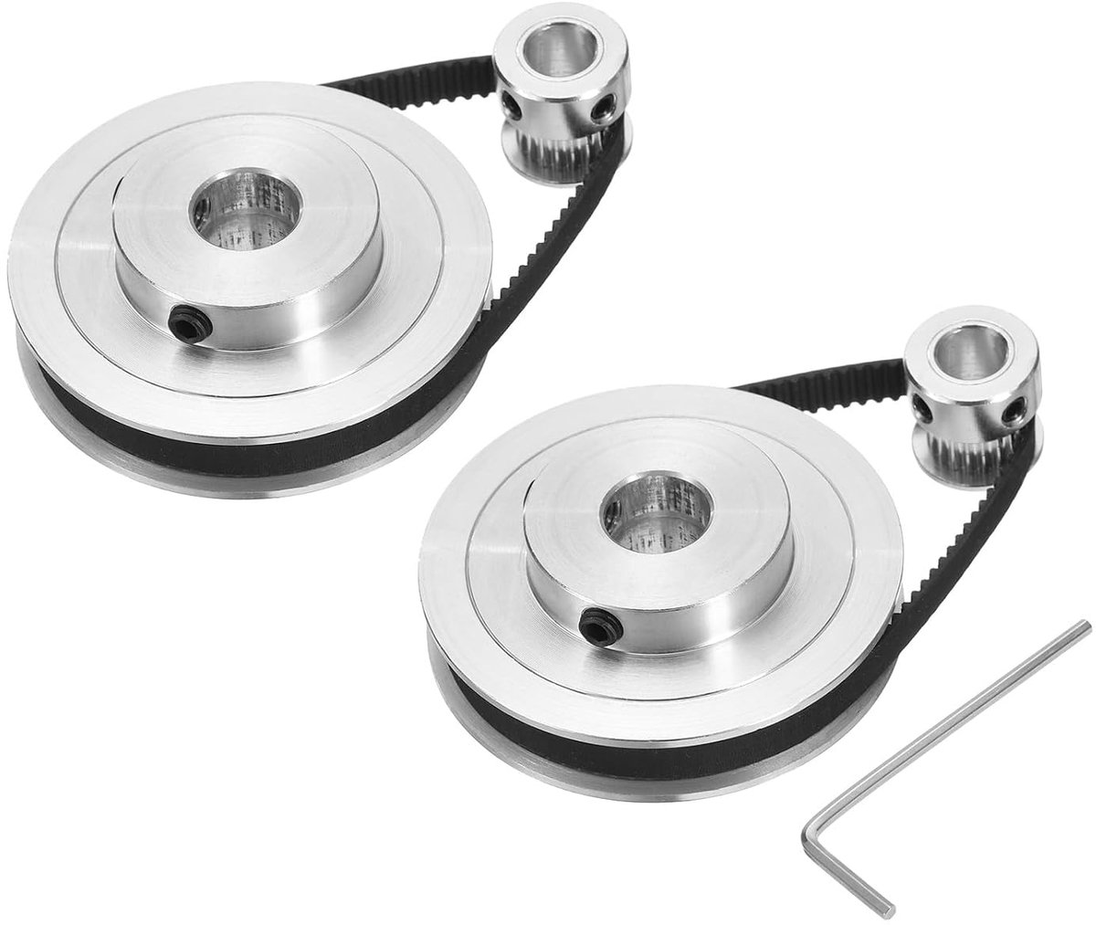 2 sets GT-2 synchrone wiel 20 & 80 tanden 8 & 12 mm gat, tandriemschijf van aluminiumlegering met 2 stuks lengte 200 mm breedte 6 mm riem voor 3D-printer, CNC-machine (20-80T-8&12B-6)