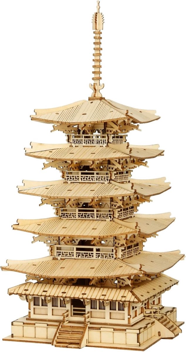 3D Puzzel Vijf Verdiepingen Tellende Pagode - Houten Puzzels voor Volwassenen DIY Model Kits, Constructie Kits Hout Bouw Sets, Esthetisch Huisdecoratie Cadeau