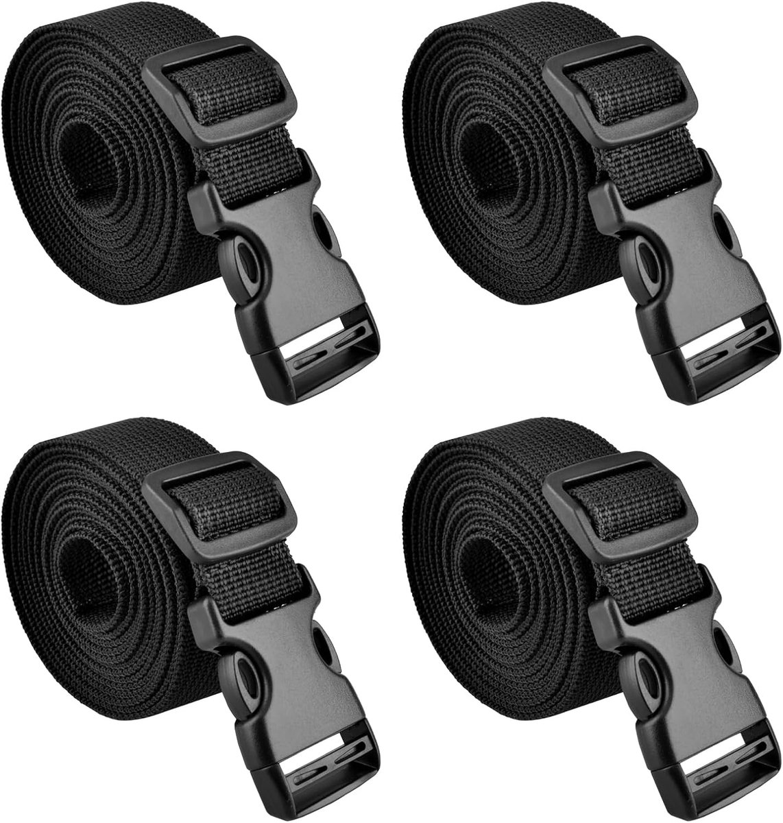 Zwart nylon riem 25 mm 38 mm met verstelbare gespen, bagageriem pakriemen 4 stuks