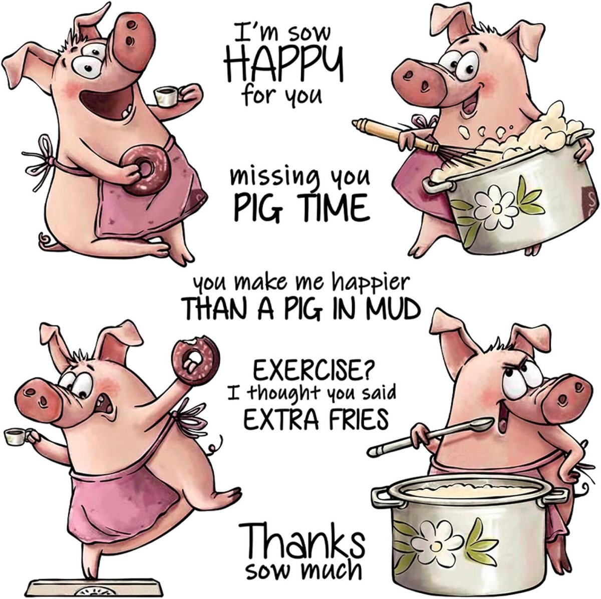 Keuken Kok Bakken Varkens Dies en Stempel Sets voor Kaarten Maken DIY Scrapbooking Papier Crafting Missing You Pig Time, Heel erg bedankt Woorden Clear Seal Stempelen Stempels Metalen Snijden