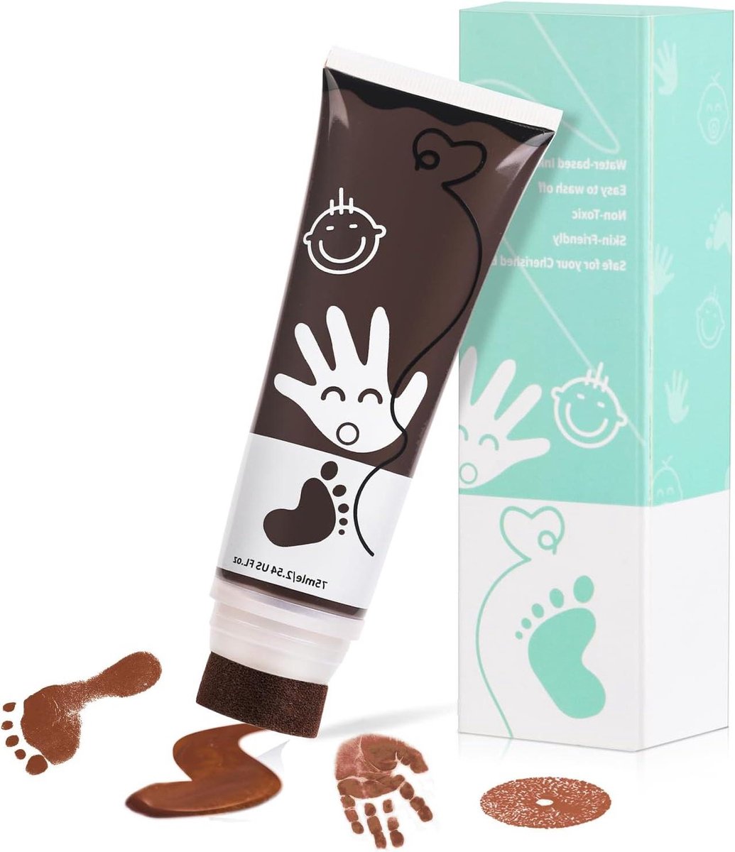 Babyafdrukset - Handafdruk Kit - Herinneringen Maken - Niet-Giftige Spons Inkt - 16 x 46 x 38 cm - Bruin