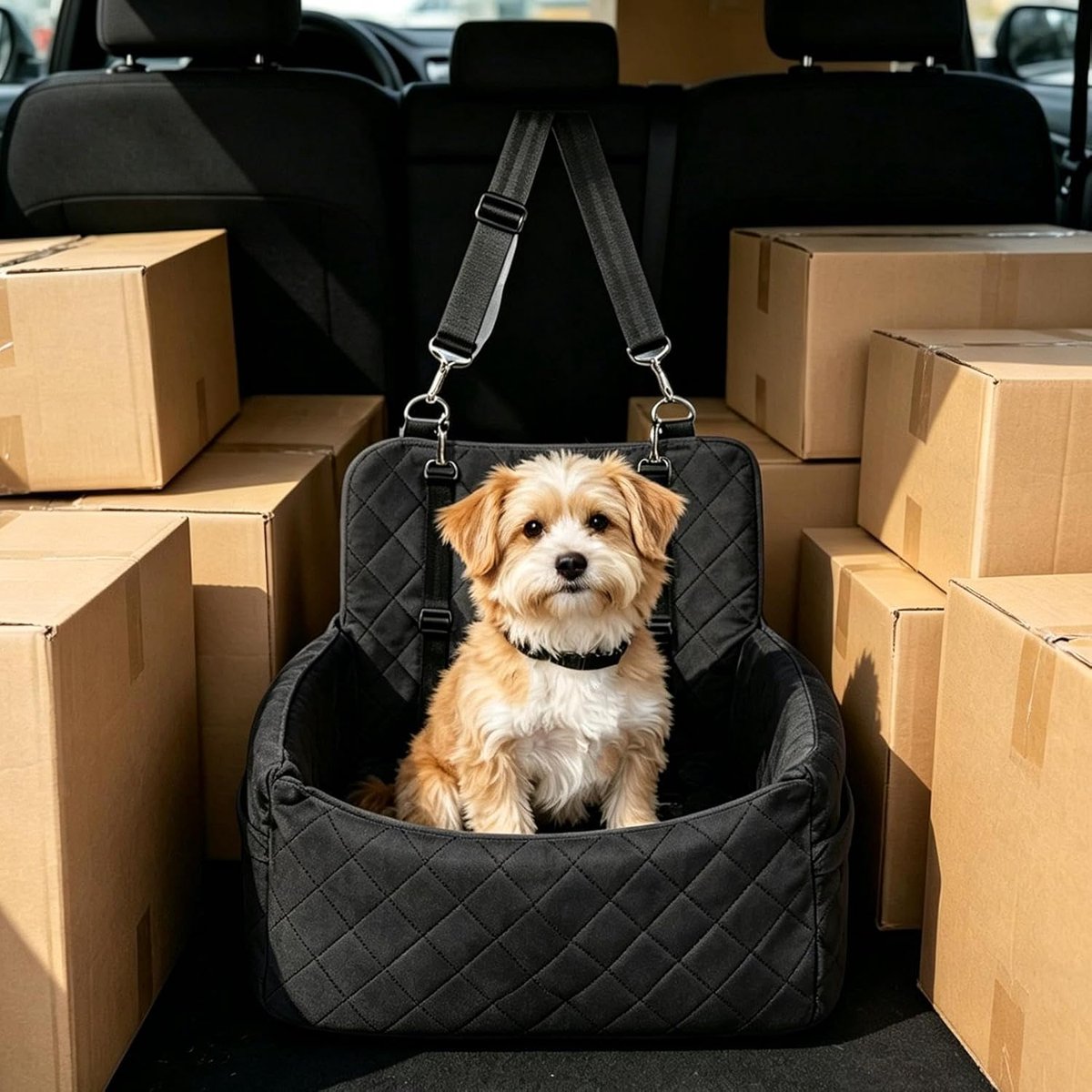 Honden Autostoel - Huisdier Drager - Veilig Reizen - Afneembare Wasbare Hoes - 45 x 30 x 5 cm - Zwart
