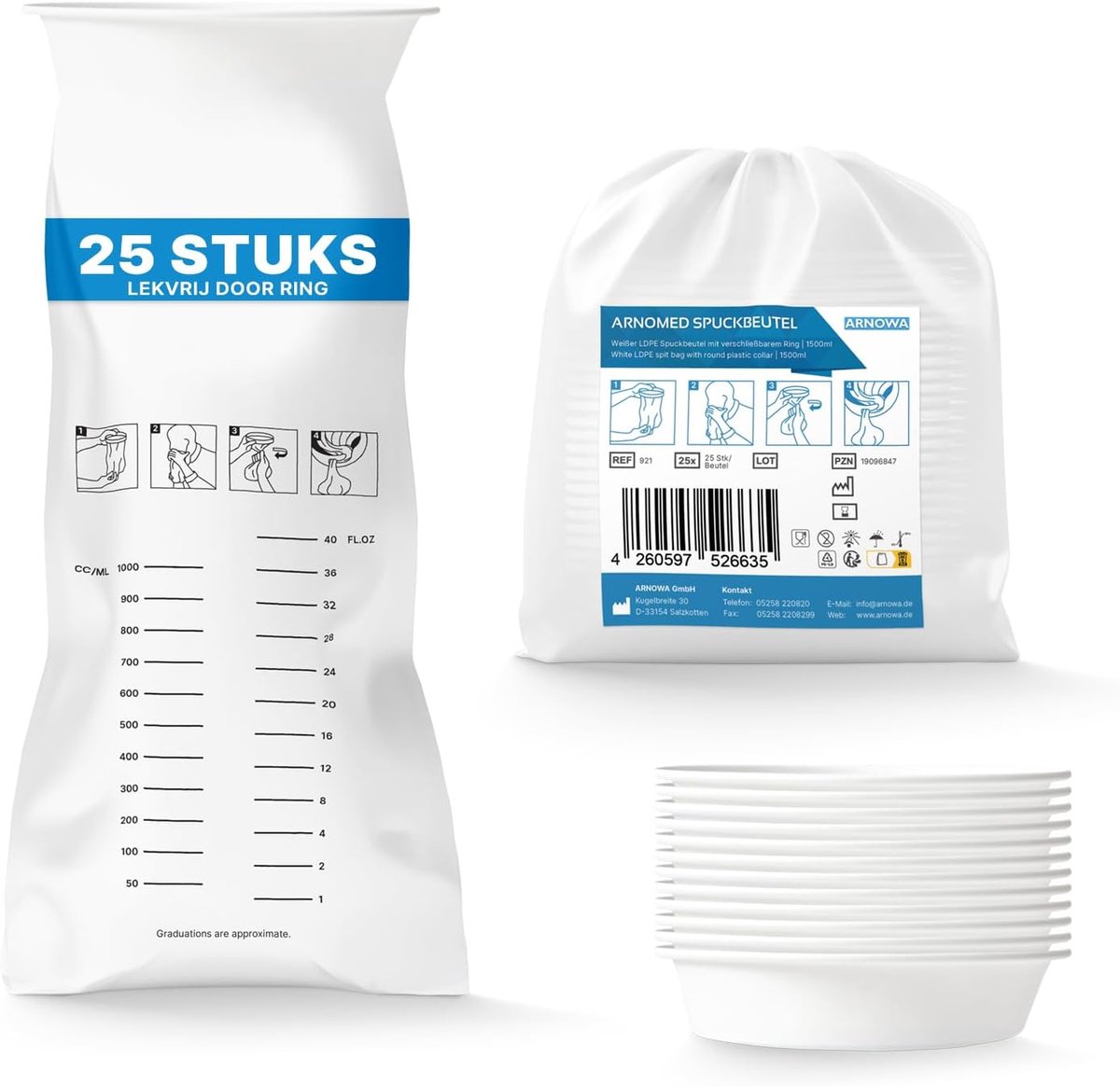 Vomit bags 25x 2000 ml - vloeistofdicht LDPE - lekvrije spuugzakken - ideaal voor reizen - SnelShoppen