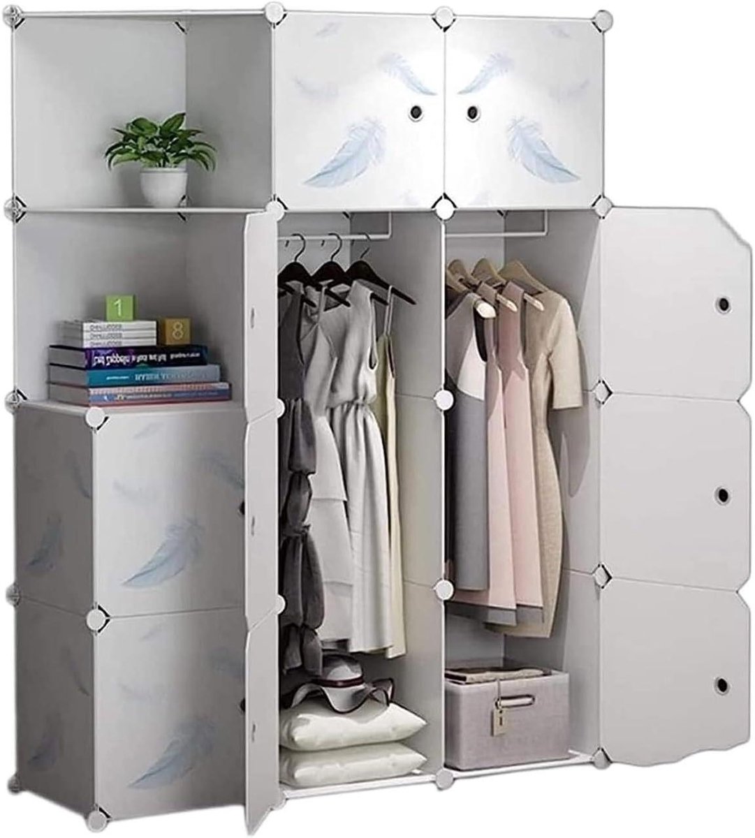 Opvouwbare Kledingkast - Garderobe Kast - Kleding Opbergen - Stevig Kunststof Materiaal - 111x47x147cm - A