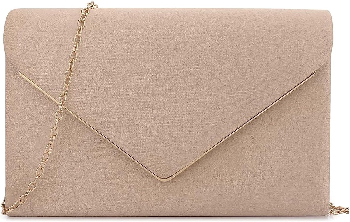 Clutch tas voor vrouwen - faux suede - met afneembare ketting - perfect voor bruiloften - SnelShoppen