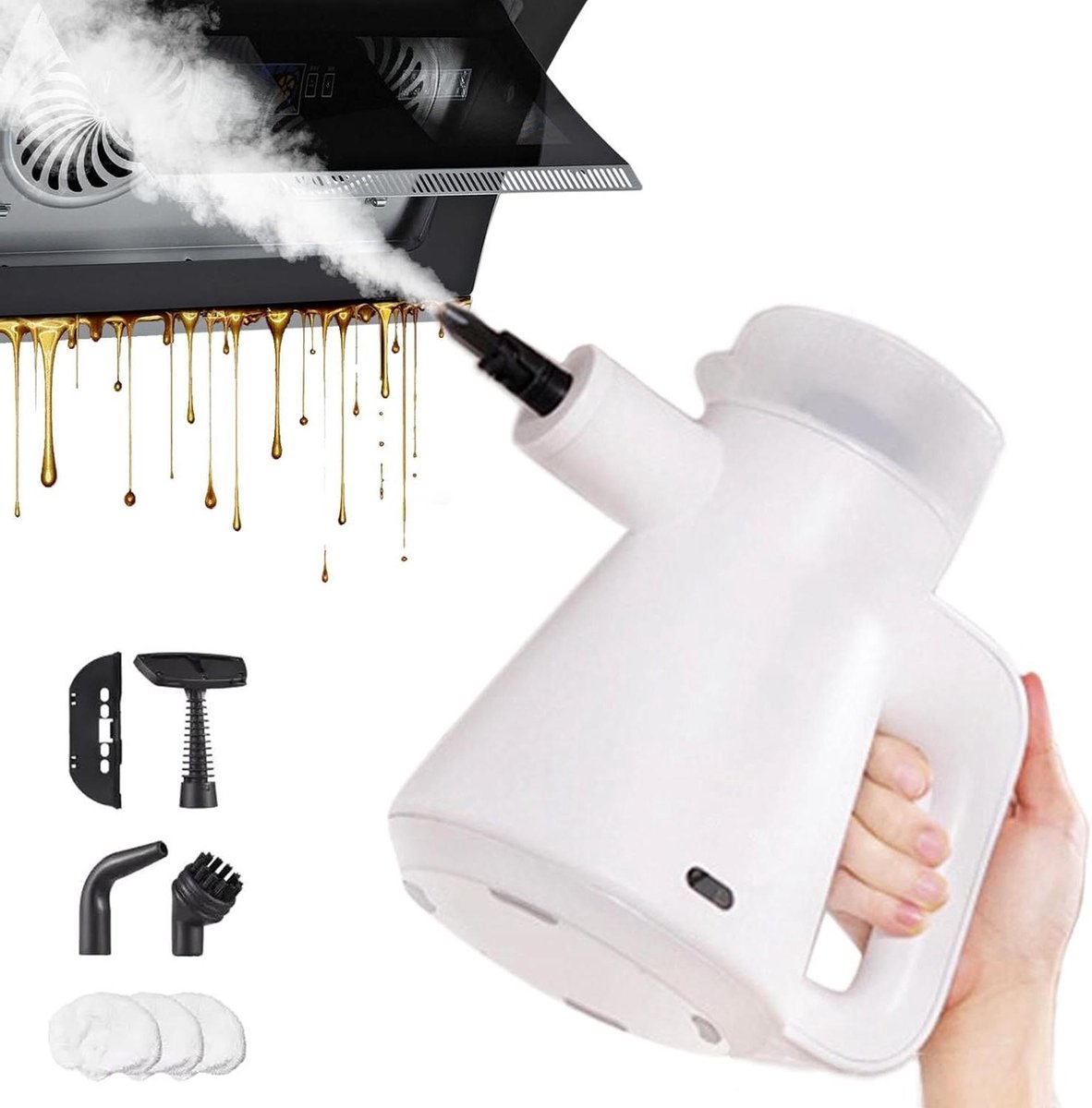 Handstoomreiniger - Stoomapparaat Draagbaar - Hygiënisch Schoonmaken - Hoge Temperatuur Stoom - 450 ml - Wit