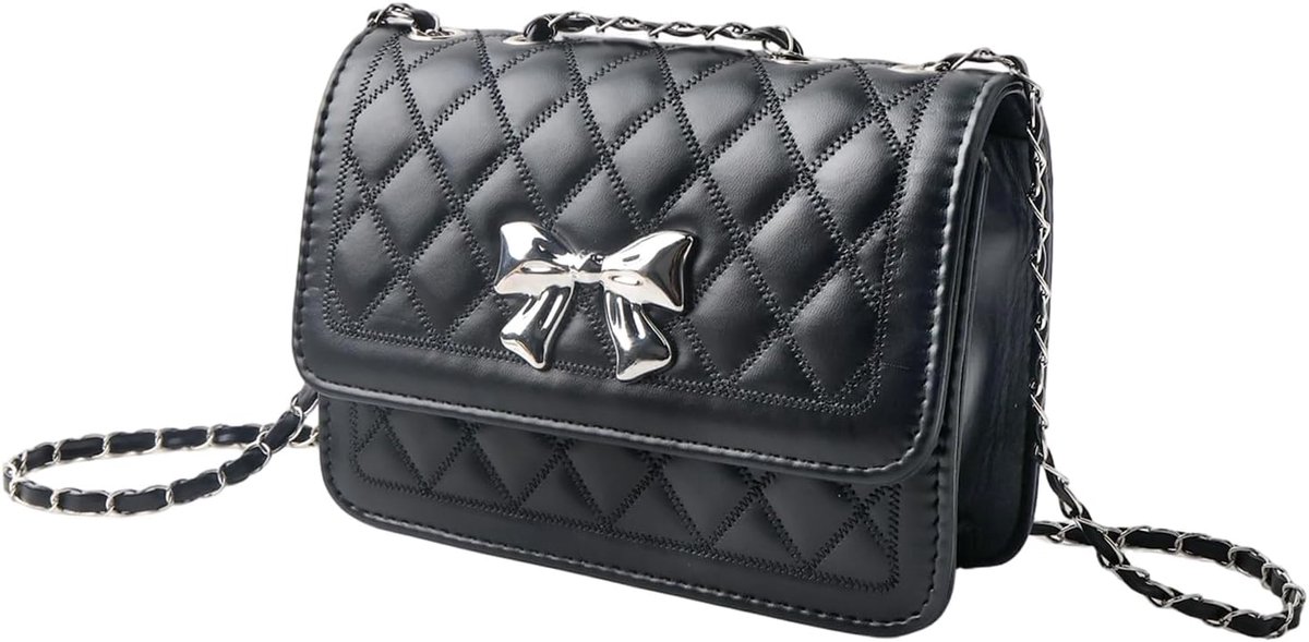 Schoudertas klein zwart leer - elegante schoudertas met verstelbare kettingriem - perfect voor uitjes - SnelShoppen
