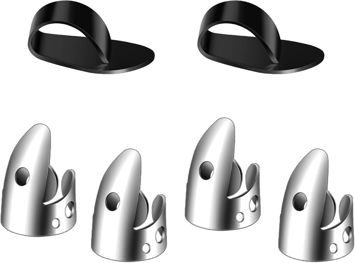 Vingerpicks set 6 stuks - RVS en plastic - Voor gitaar, harp en ukelele - Ideaal voor muzikanten - ShopVlot