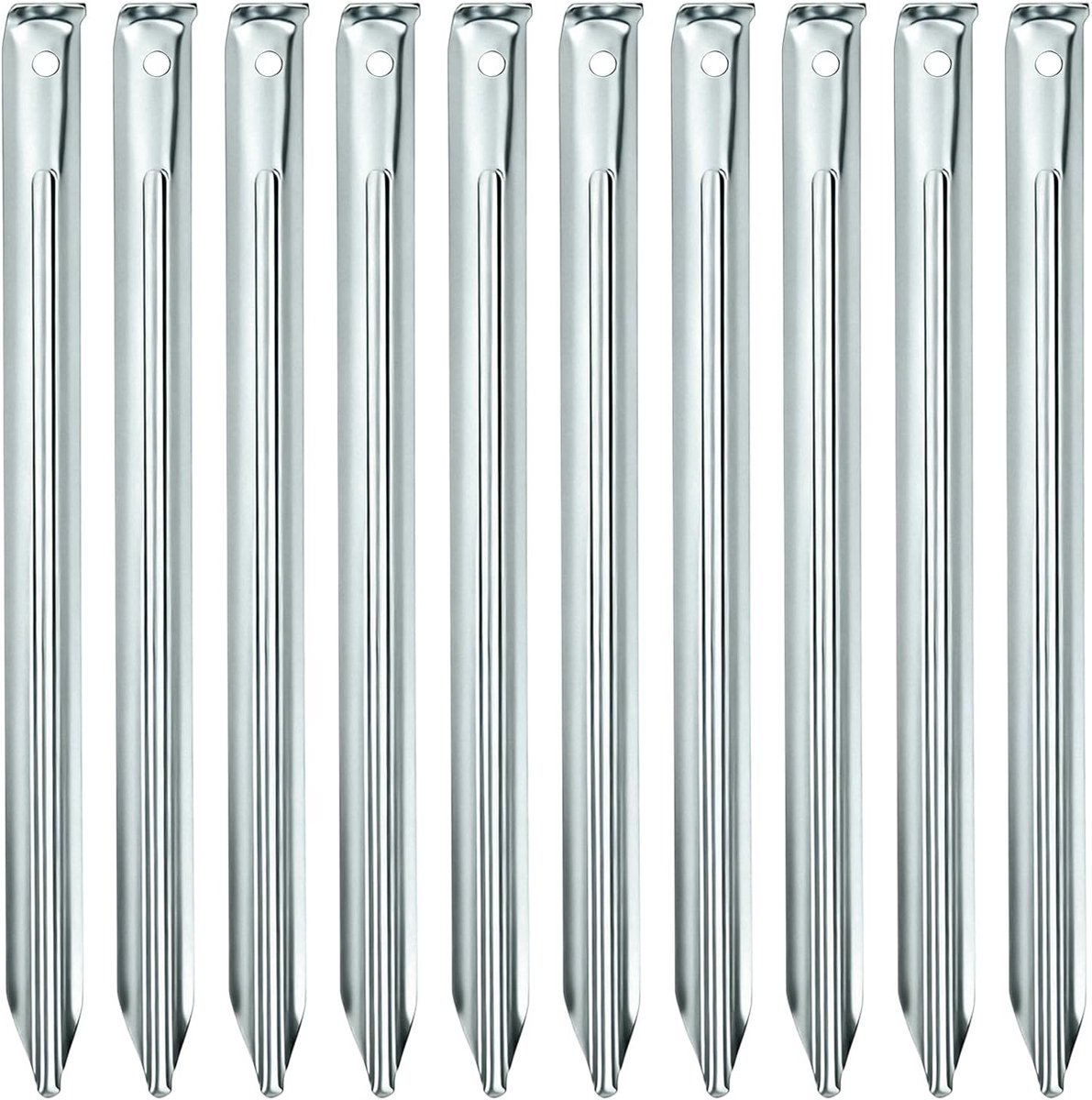 SnelShoppen - Tent Haringen Set van 10 - 30 cm Stalen Grondankers voor Camping - V-profiel Stormbestendige Haringen met Oogje - Ideaal voor Tent en Ve
