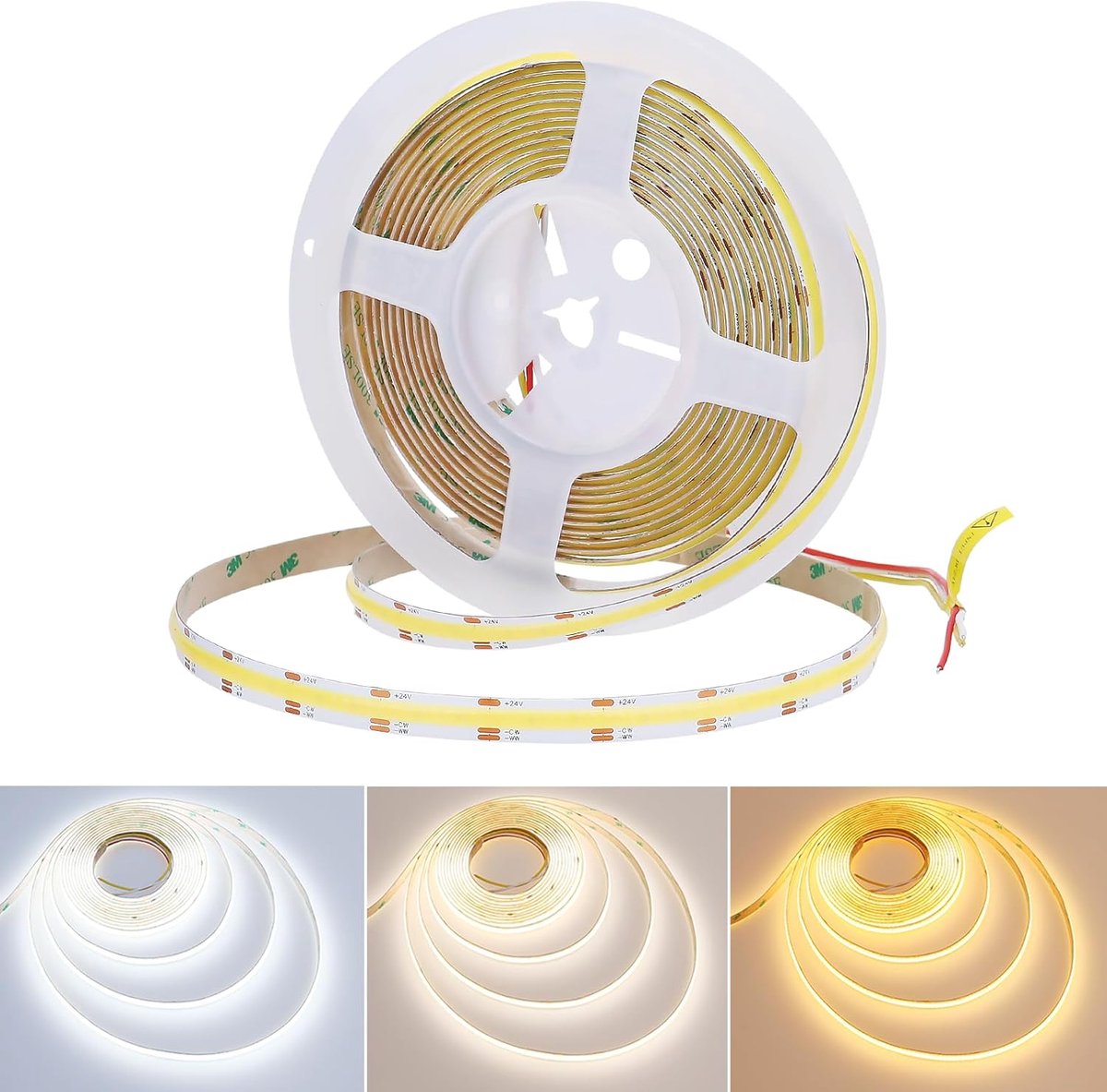 LED Strip 24V 5M - Dimbare CCT COB - 2700K-6500K Wit - Ideaal voor Thuis en Werk - ShopVlot
