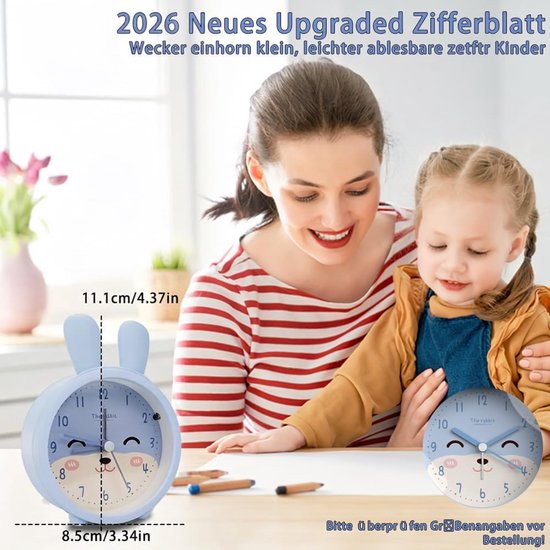 Kinderwekker zonder tikken - Blauw - Robuust met kleurrijke wijzers - Ideaal voor een goede nachtrust - ShopVlot — afbeelding 2