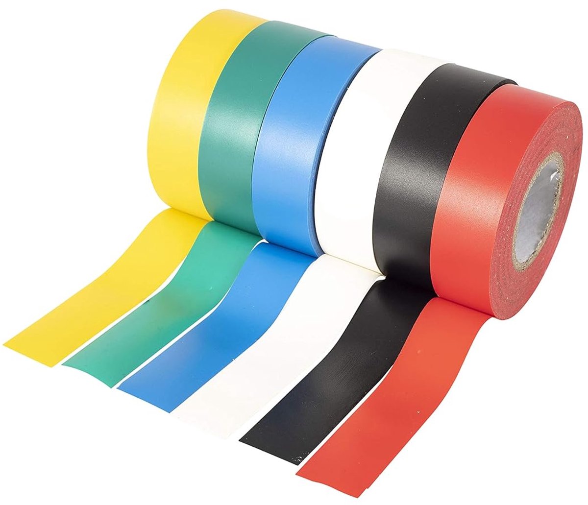 Isolatie tape 20m x 19mm - Premium PVC multi-kleur - Voor elektrische installaties - ShopVlot