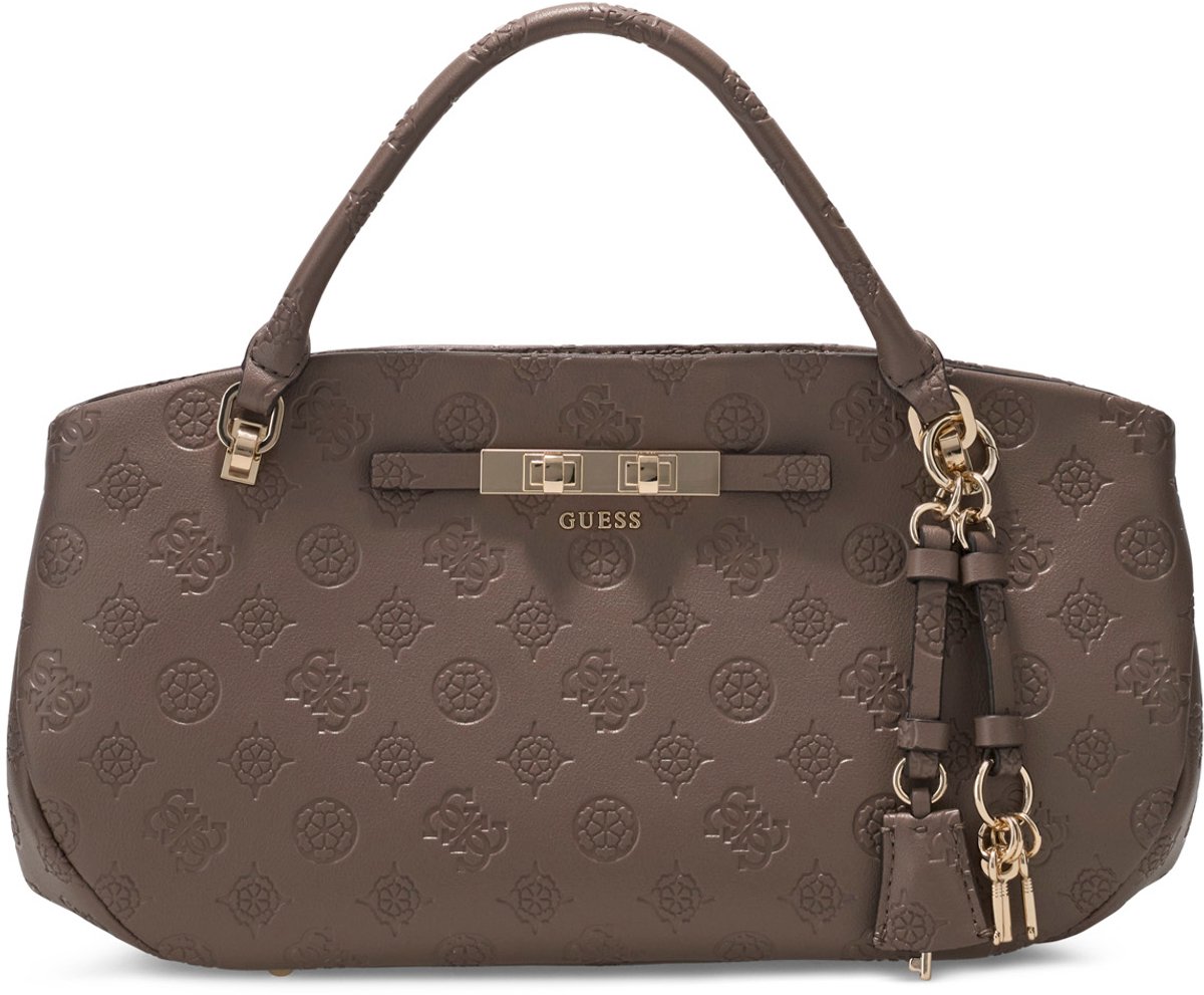 GUESS schoudertas handtas Carmella 3 Comp Satchel Taupe Logo