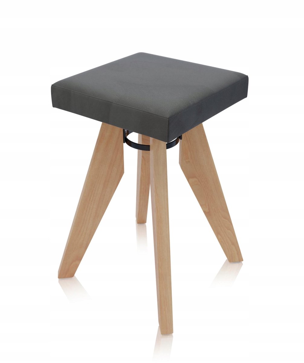 Merkloos Keukentabouret - Grijze Bekleding, Houten Frame