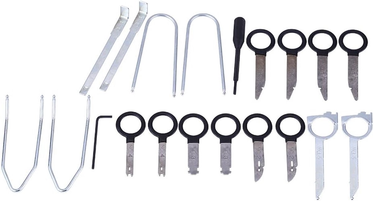 SnelShoppen - Car Radio Audio Removal Tool Set - 20-delige Universele Radio Verwijderingssleutel Kit voor Auto Stereo Dash CD Speler Installatie