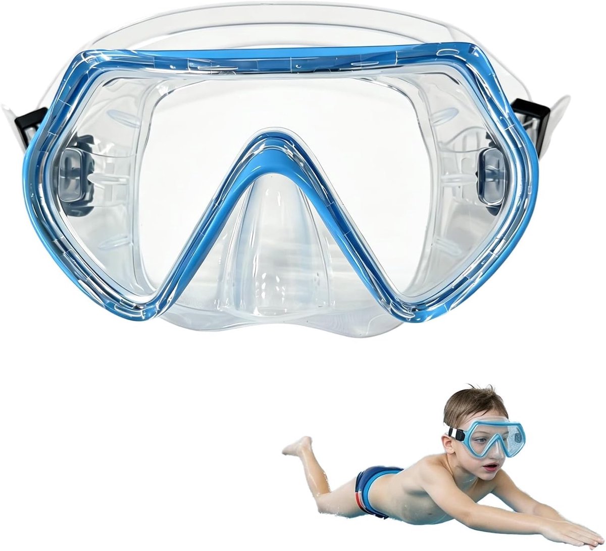 Duikmasker kinderen 180° - blauw - HD panoramisch zicht - voor snorkelen en zwemmen - SnelShoppen