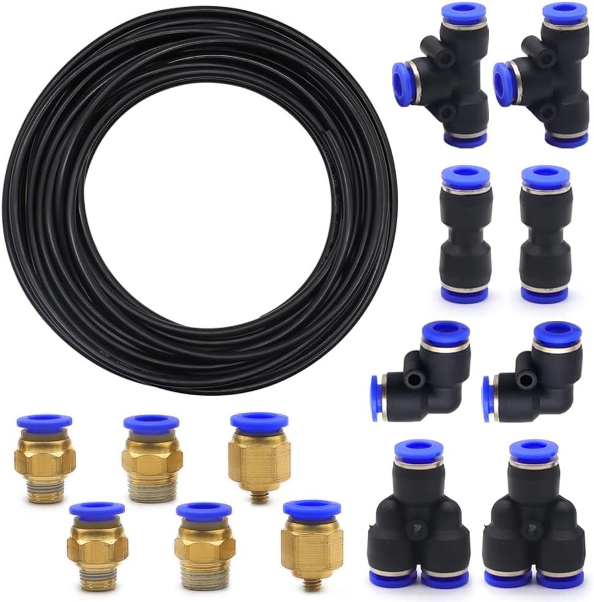 Pneumatische slang 10m - PU materiaal - 8mm OD met 14 koppelingen - Perfect voor persluchtgereedschap - SnelShoppen