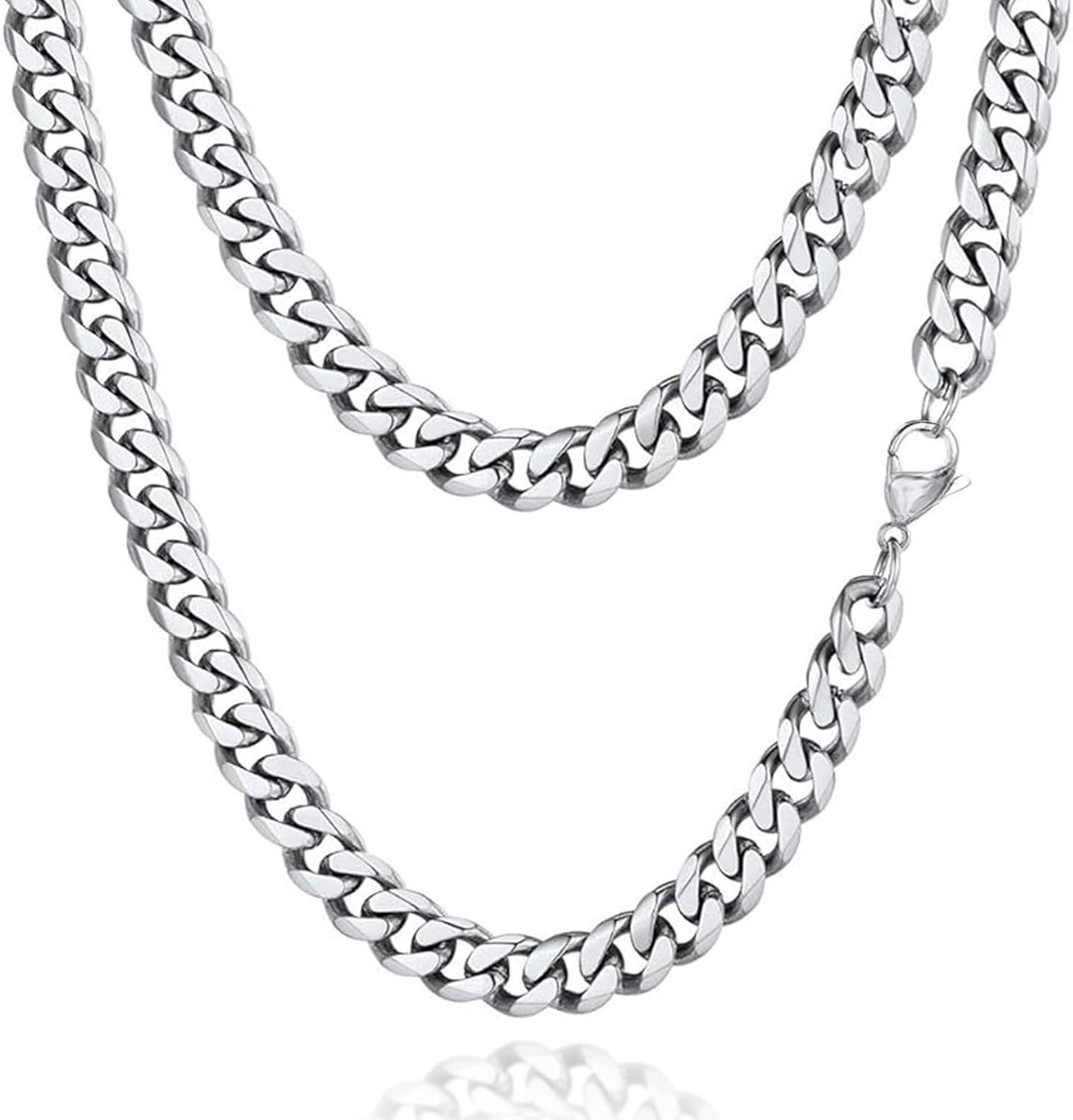 Pantserketting voor dames en heren, 3/5/7/9 mm breed, klassieke roestvrijstalen halsketting, zilver/vergulde ketting, gouden ketting, lengte 45-66 cm