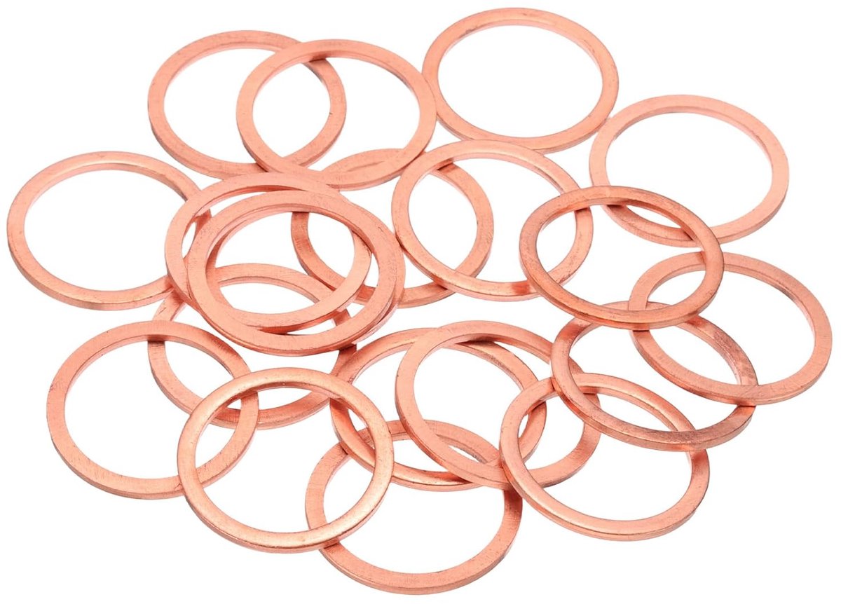 20 stuks sluitringen van koper M26, 26 x 32 x 2 mm, metrische platte sluitringen, koper, verbeterd, voor schroeven, moeren, elektronische reparatie