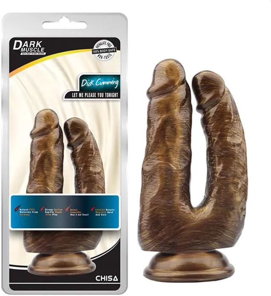 Double dildo bruin - dubbel - flexibel - voor samen genot - SnelShoppen