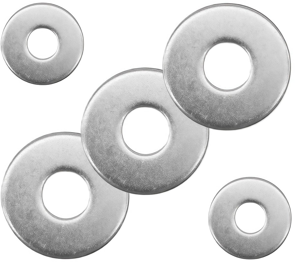 Platte sluitringen, roestvrij staal A2 V2A, brede U-schijf, carrosserieschijf, metalen bevestigingsschijven voor machinebouw, meubelbouw, reparatie (DP/M3)