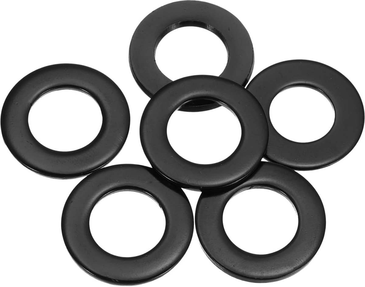 6 stuks platte sluitringen M20 ID x 37 mm OD, metalen ringen 304 roestvrij staal zwart zink afdichtingsringen voor schroeven en bouten