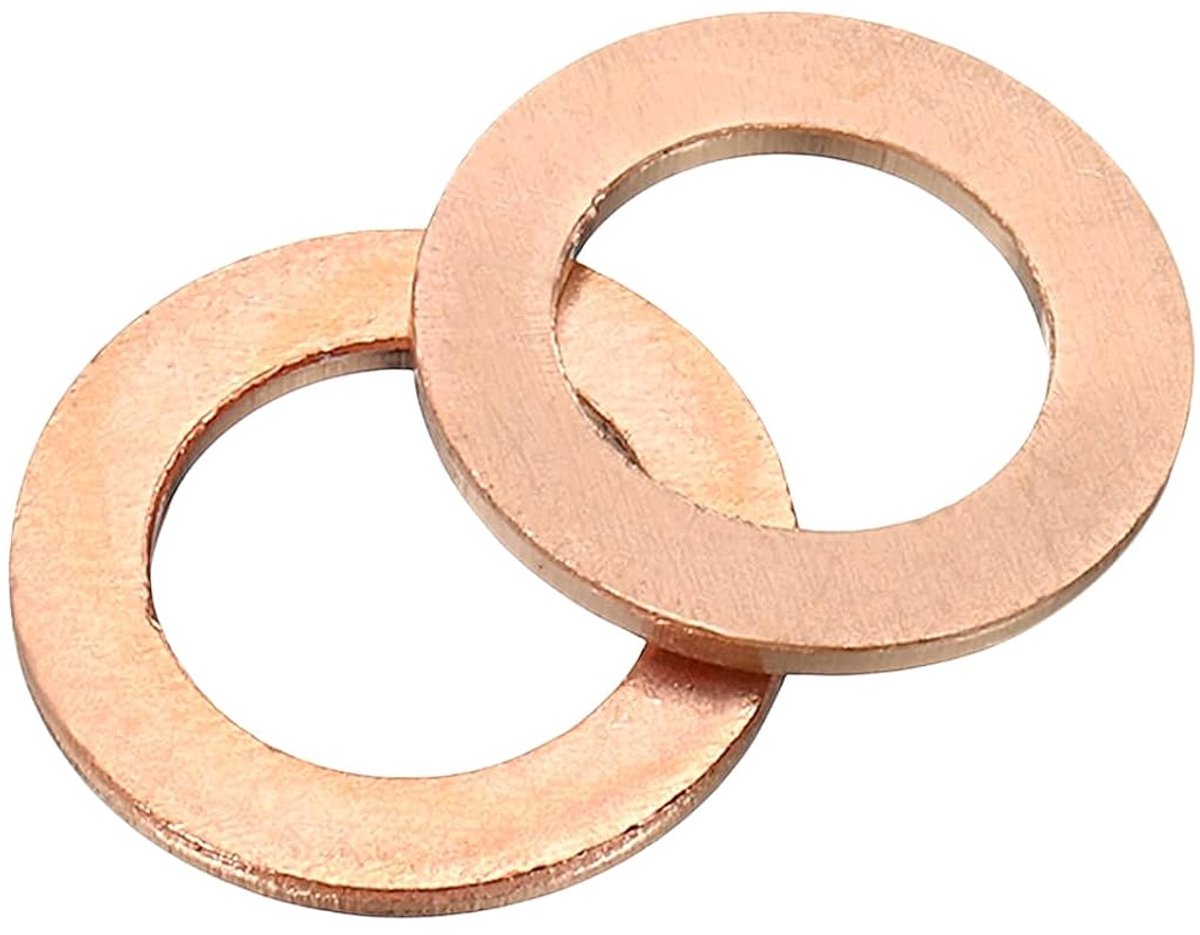 Platte afdichting, 26 stuks koperen ring-platte afdichtingen 13 mm OD 1 mm dik metalen afdichtring voor schroeven, bouten, moeren