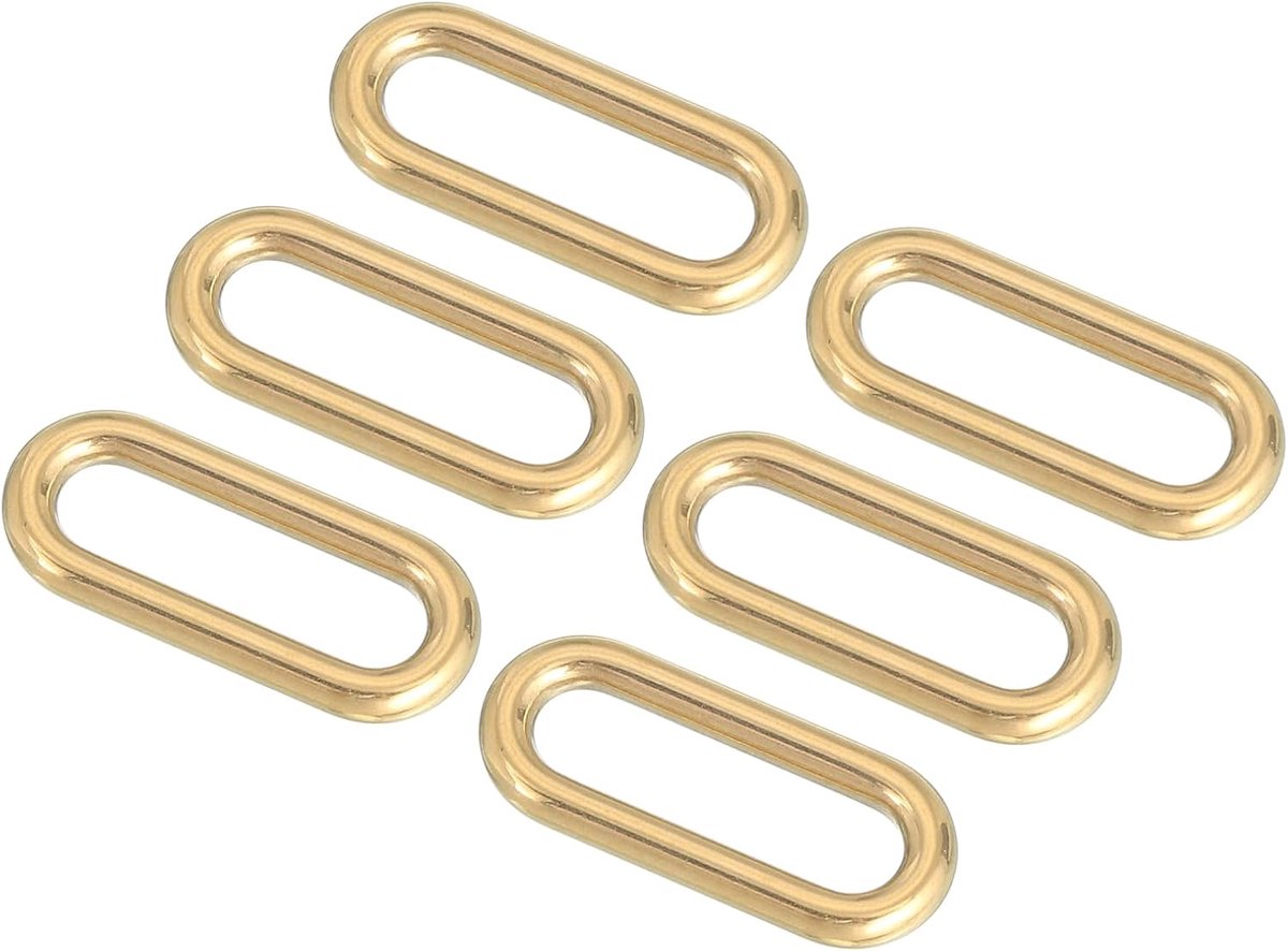 6 stuks metalen ringen voor tassen, riemen, handwerk, doe-het-zelf accessoires, goud, ovaal, ring, binnendiameter 25 mm