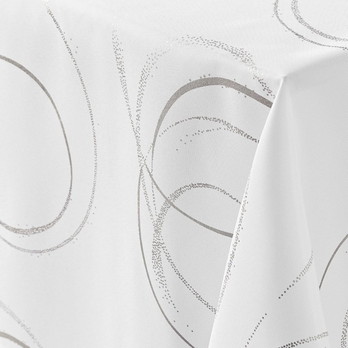 D'Intérieur, Tafelkleed, rechthoekig, 150 x 300 cm, bully, wit, polyester, bedrukt met metallic